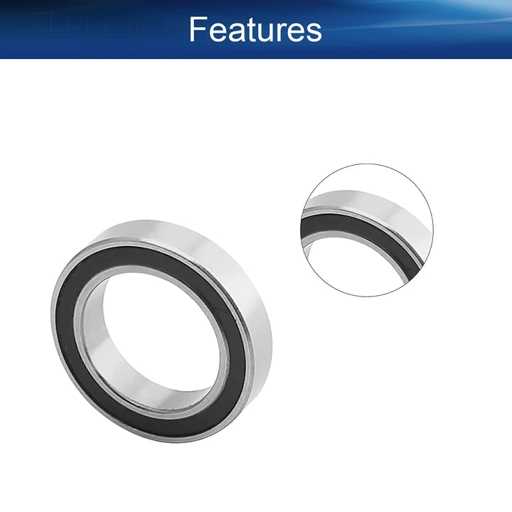 2Pcs 6701-2RS Deep Groove Ball Bearing, 12x18x4mm Double Sealed GCr15 P0 Z1 Deep Groove Rolling Bearings