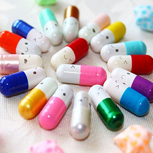 100 Pcs Tiny Love Message Capsule Letter in a Bottle Cute Love Friendship Half Pill in Random Colour