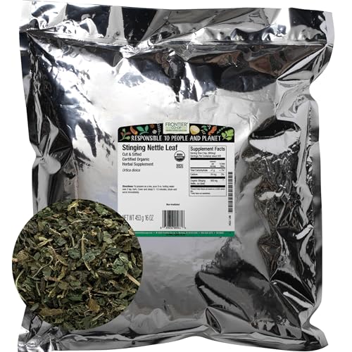 Organic Stinging Nettle Leaf, 1lb Bulk Bag, Cut &amp; Sifted - Ideal for Making Nettle Tea, Kosher Certified