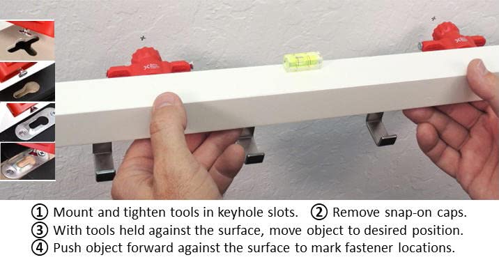 Keyhole Companion Marking Tool Set – Unique Tools Mark Keyhole Slot Fastener Locations on Walls w/o Measuring or Templates or Creating Unwanted Marks while Positioning; For keyhole hangers and slots.