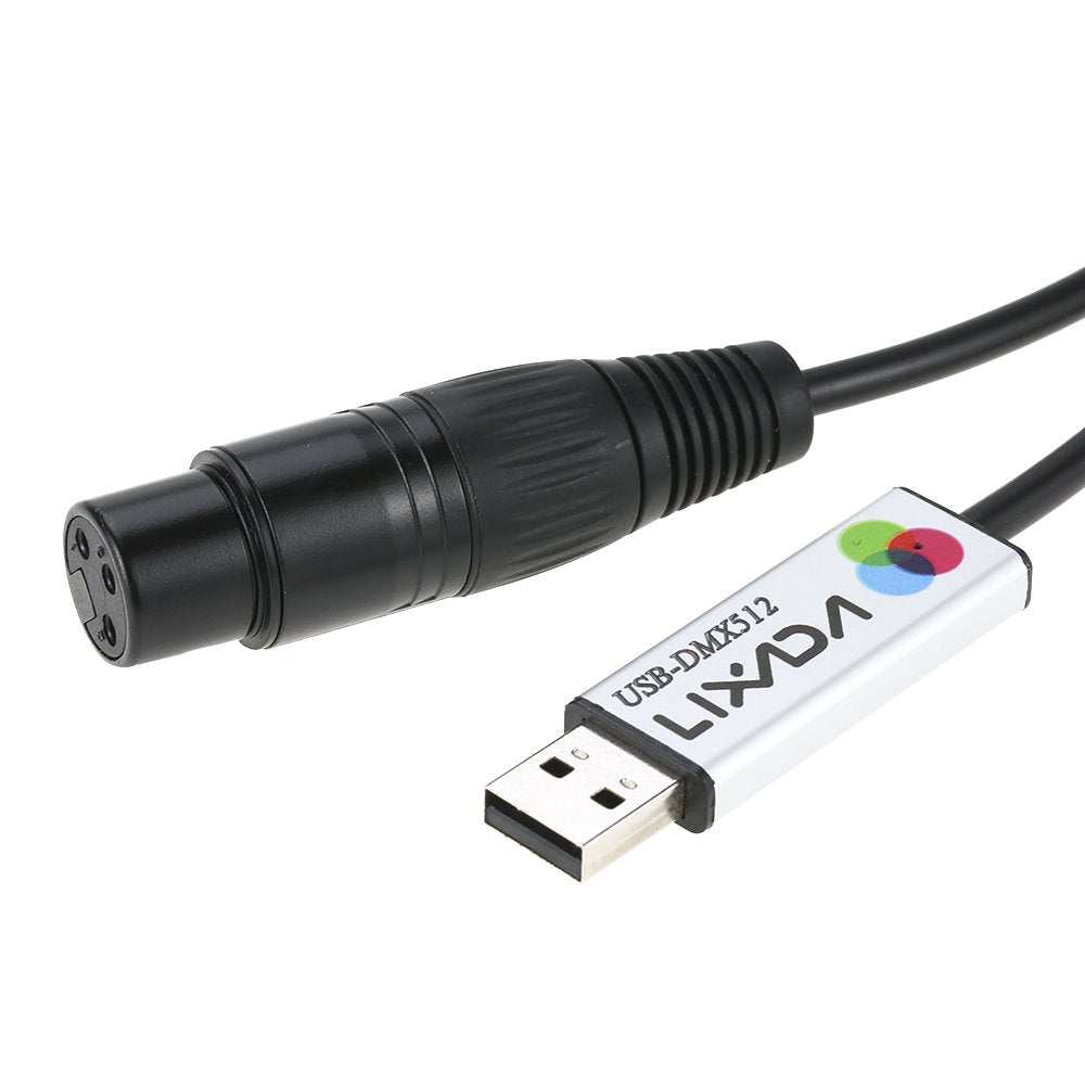 Lixada USB to DMX Interface Adapter Controller DMX512 f