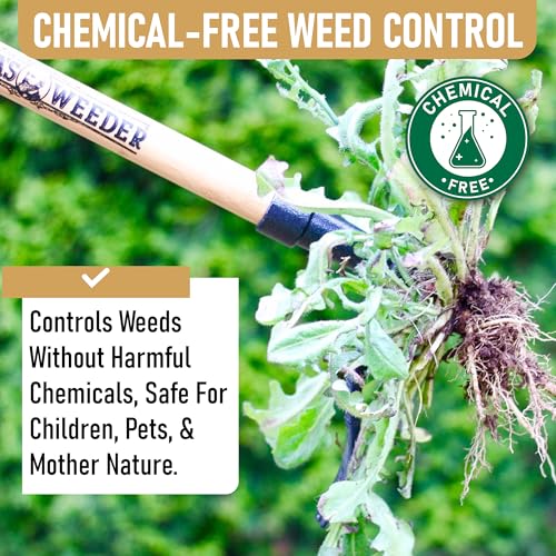 Grampa&#39;s Weeder - The Original Stand Up Weed Puller Tool with Long Handle - Made with Real Bamboo &amp; 4-Claw Steel Head Design - Easily Remove Weeds Without Bending, Pulling, or Kneeling.