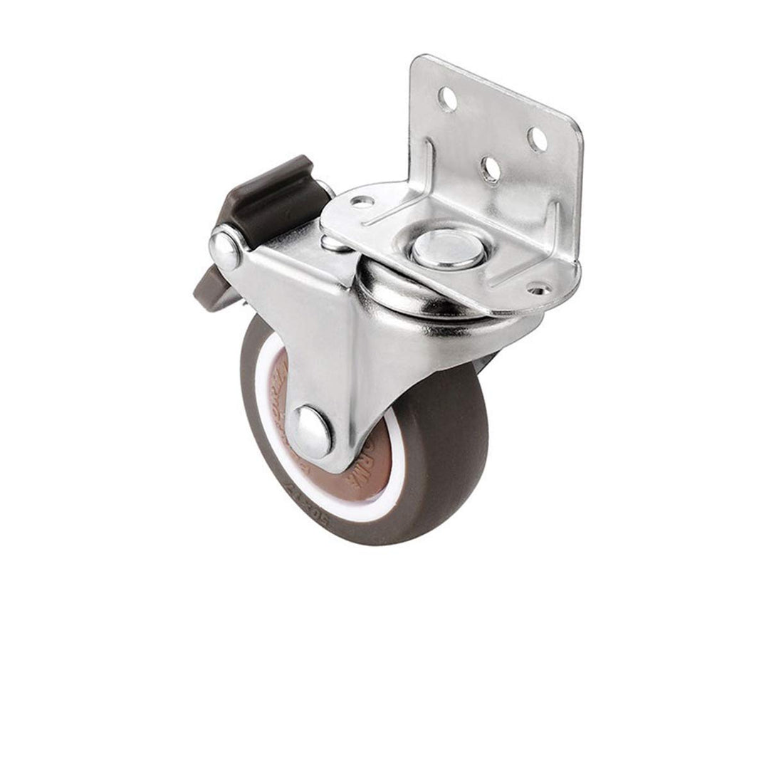 1 Inches L-Shaped Plate Swivel Caster, with Brake Rubber Caster, Side Mount casters for Loading Capacity 100 Lbs Suitable for Flower Stand, Furniture, Bookshelf,Set of 4