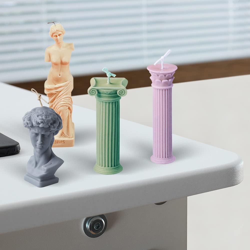 4Pcs 3D Christmas Candle Silicone Mold Roman Column Shape, Ancient Greek Pillar Candle Mold, DIY Candle Plaster Soap Craft Making Tool