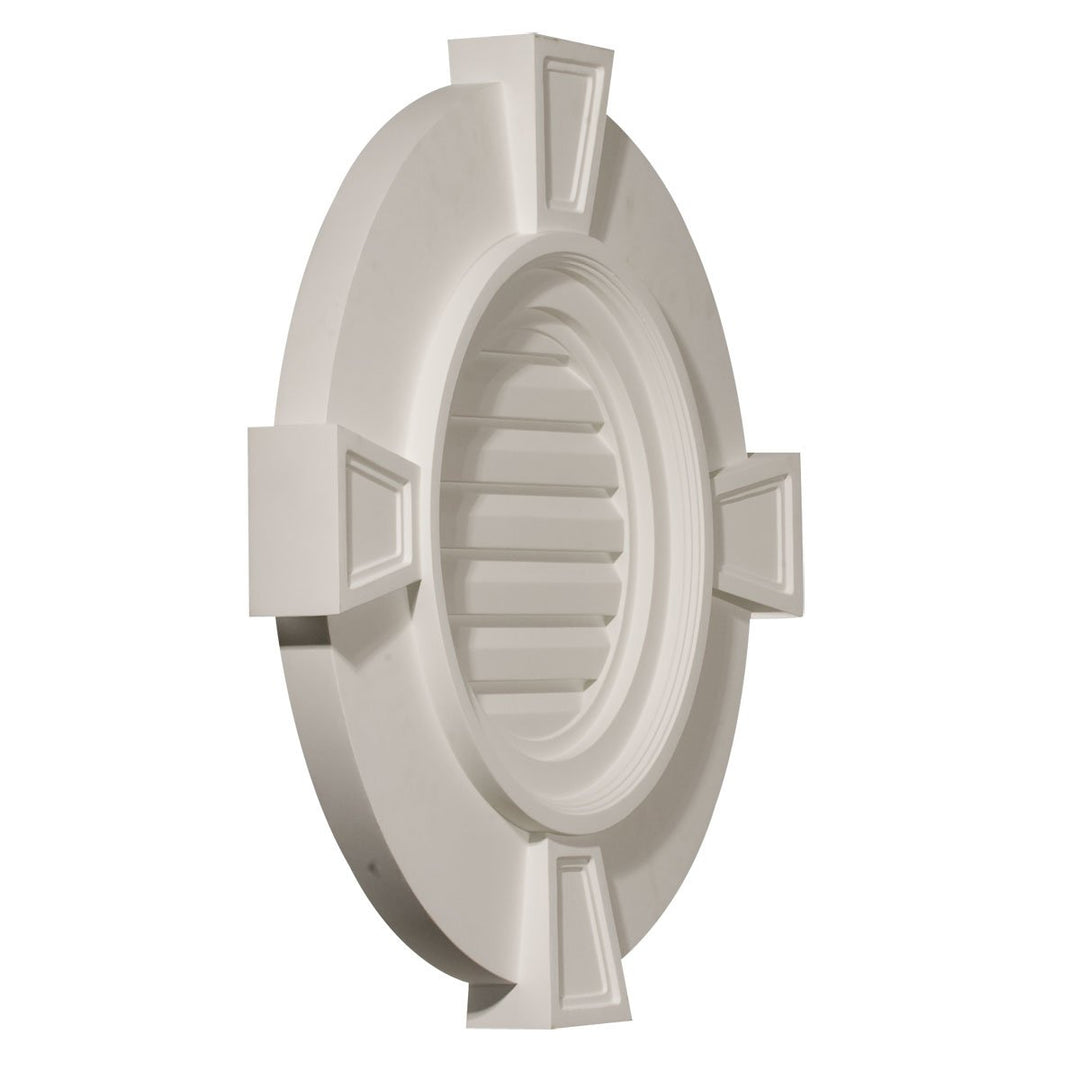 24W x 24H x 1 1/8P, Round Gable Vent with Keystones, Non-Functional