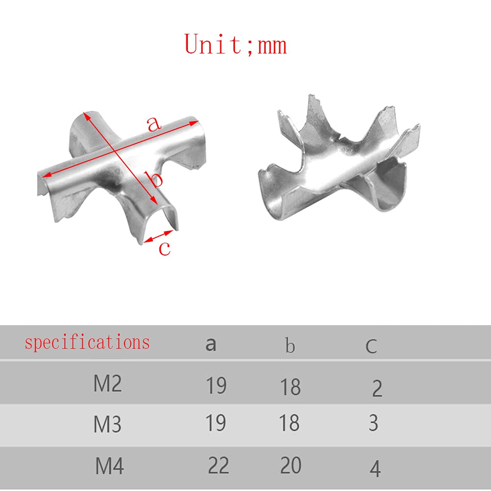 150pcs Cross Cable Clamps,M2/M3/M4 Wire Rope Cross Clamp Wire Rope Trellis Cross Clips Railing Cross Cable Clamps