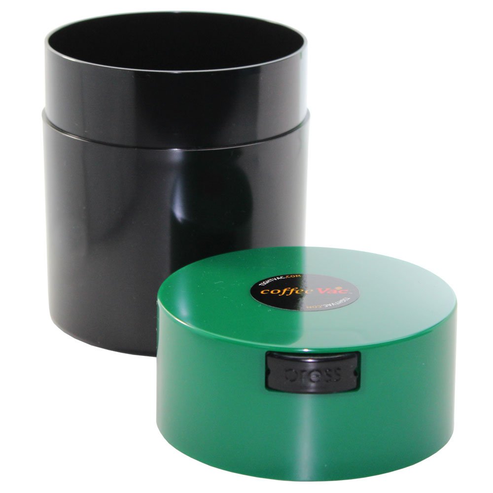 Coffeevac 1/2 LB – Patented Airtight Container | Multi-use Vacuum Container Works as Smell Proof Containers for Ground Coffee and Coffee Bean Containers. Green Cap and Black Body