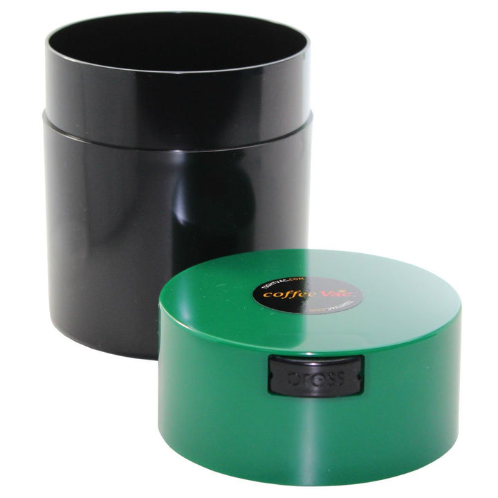 Coffeevac 1/2 LB – Patented Airtight Container | Multi-use Vacuum Container Works as Smell Proof Containers for Ground Coffee and Coffee Bean Containers. Green Cap and Black Body