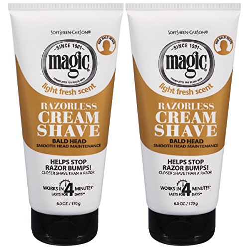 Magic Razorless Shaving Cream, Hair Removal Cream, Depilatory Cream, Works in 4 Minutes for Coarse, Curly Hair, 2 Count
