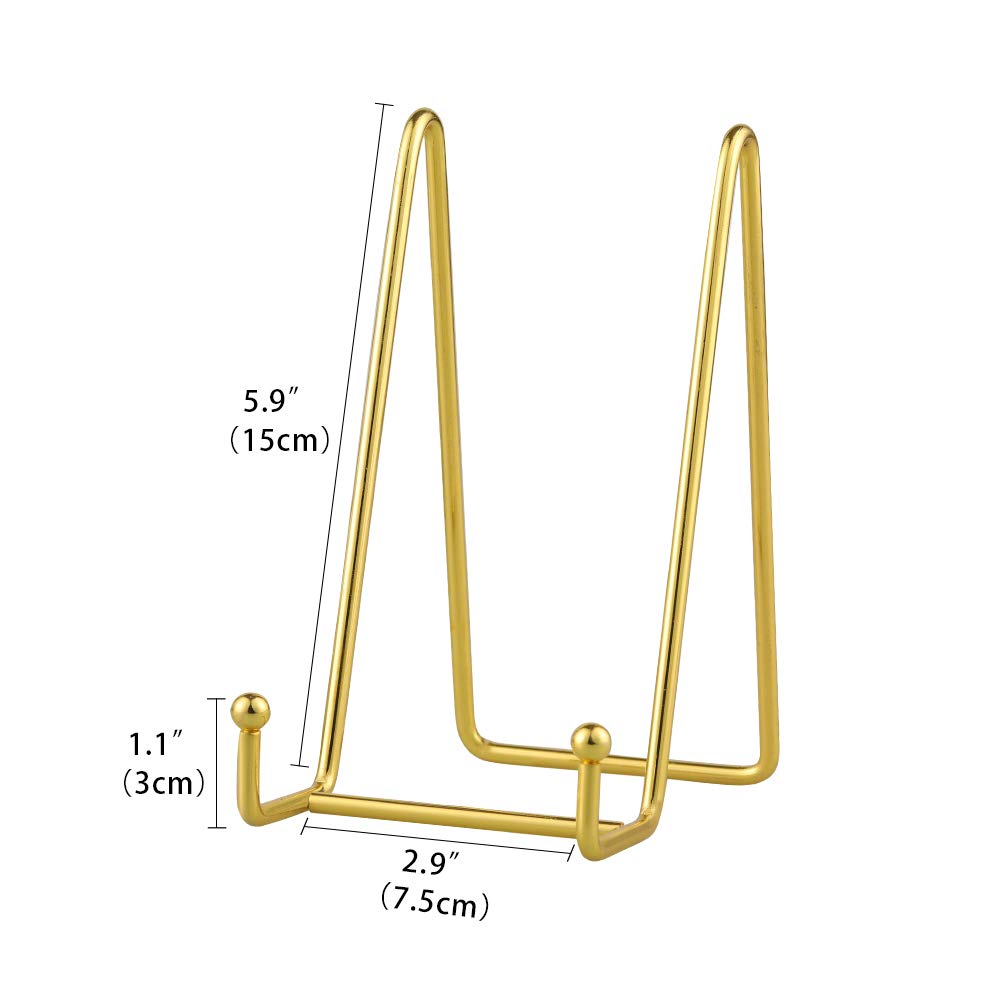 Plate Stands for Display - Plate Holder Display Stand Table Easel Picture Frame Stand Display Photo|Decorative Plate |Dish | Tabletop Art-6inch-Gold