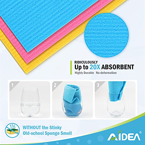 Swedish Dish Cloth-10PK, Swedish Dishcloths for Kitchen, Reusable Paper Towels Washable, Sponge Cloths Kitchen, Absorbent Dish Rags, Swedish Towels Kitchen Cloth, Eco-Friendly -7x6