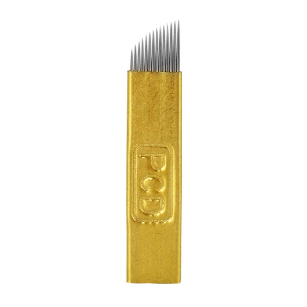 14pin : Atomus 50 Pieces Permanent Makeup Tattoo Needles Manual Eyebrow Microblading 14 Sloped (14pin)