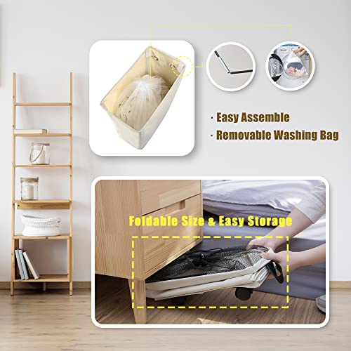 Caroeas Laundry Basket Slim Plus 27.5”,Beige Laundry Ba