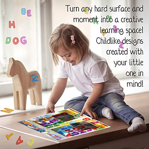 ABC &amp; 123 Gel Window Clings for Kids -Letters and Numbers Window Stickers for Toddlers, Gel Clings Window Decals Kids Jelly Reusable Sticker - Classroom Car Plane Airplane Activities (Jesplay USA)