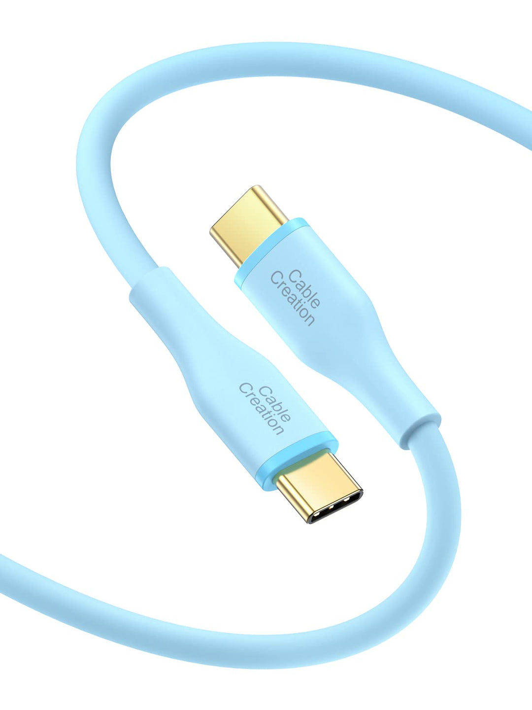USB C to USB C Cable 6FT/60W, Soft Silicone USB C Charger Cable for iPhone 15 Pro, Galaxy S22/S21, iPad Mini 6/Air 4, MacBook Pro/Air, Pixel, etc, Blue