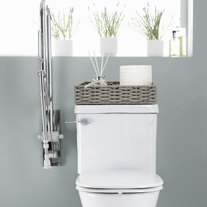 HOSROOME Wicker Bathroom Storage Organizer Tray Toilet 