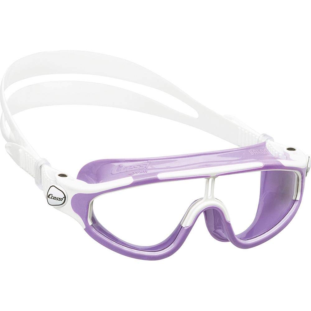 Wide View Swim Mask for Kids aged 2, 3, 4, 5, 6, 7 years old | Baloo made in Italy, Lilac/White