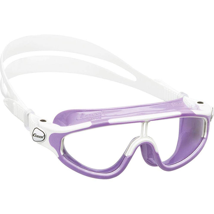 Wide View Swim Mask for Kids aged 2, 3, 4, 5, 6, 7 years old | Baloo made in Italy, Lilac/White