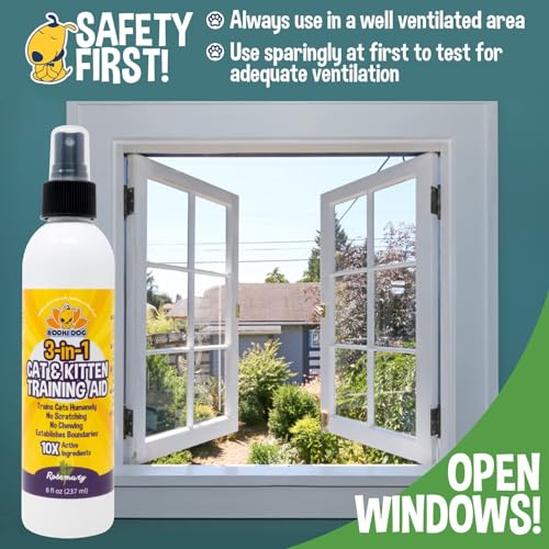 3-in-1 Cat &amp; Kitten Training Aid - Cat Deterrent Spray for Indoor and Outdoor Use - Protect Furniture, Rugs and Plants - Establish Boundaries &amp; Keep Felines Off - Made in USA (8 Fl Oz)