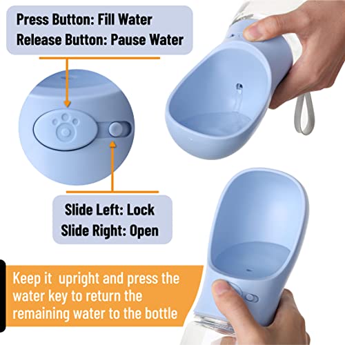 - Dog Water Bottle, 19oz, Large, Blue, Portable Dog Water Bottle, Dog Travel Water Bottle, Dog Water Bottle Dispenser, Portable Water Bottle for Dogs, Pet Water Bottle, Travel Dog Water Bottle