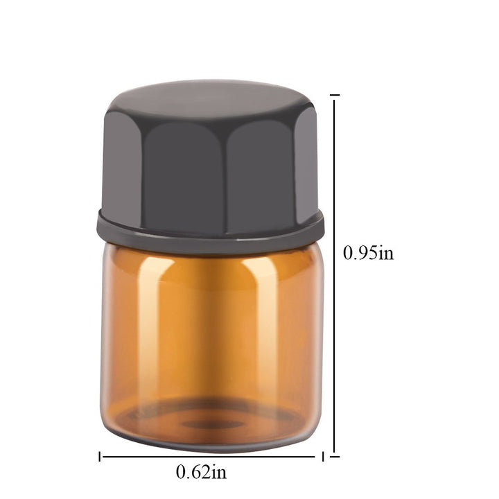 50 pack 1mlï¼Ë†1/4 Dram Mini Amber Glass Essential Oils Sample Bottles with Orifice Reducer and Black Caps for Essential Oils,Chemistry Lab Chemicals,Colognes &amp; Perfumes.3 plastic droppers as gift.