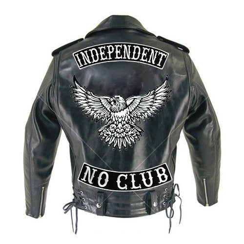 ® Independent Patch Embroidered TOP Rocker Biker Jacket Rider Vest Size XL 13 USA (Black-White)