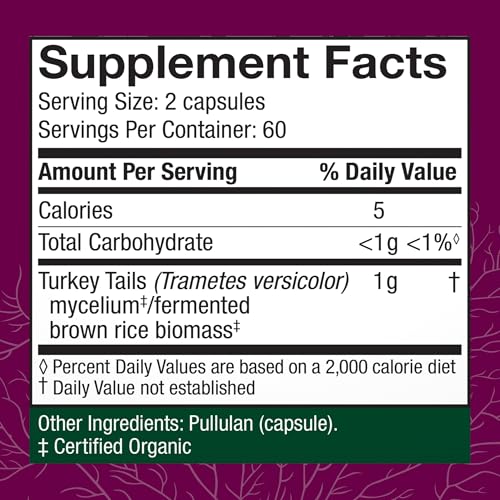 Turkey Tail Capsules - Digestive Health &amp; Immune Response Support Supplement - Mushroom Supplement for Gastrointestinal &amp; Gut Microbiome Support - 120 Capsules (60 Servings)*