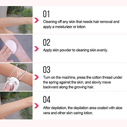 Facial Threading Hair Removal for Women, Facial Threading Hair Removal Machine Electric Hair Shaver Ladies Beauty Epilator Trimmer Cotton Threading Tool for Body Facial Pull