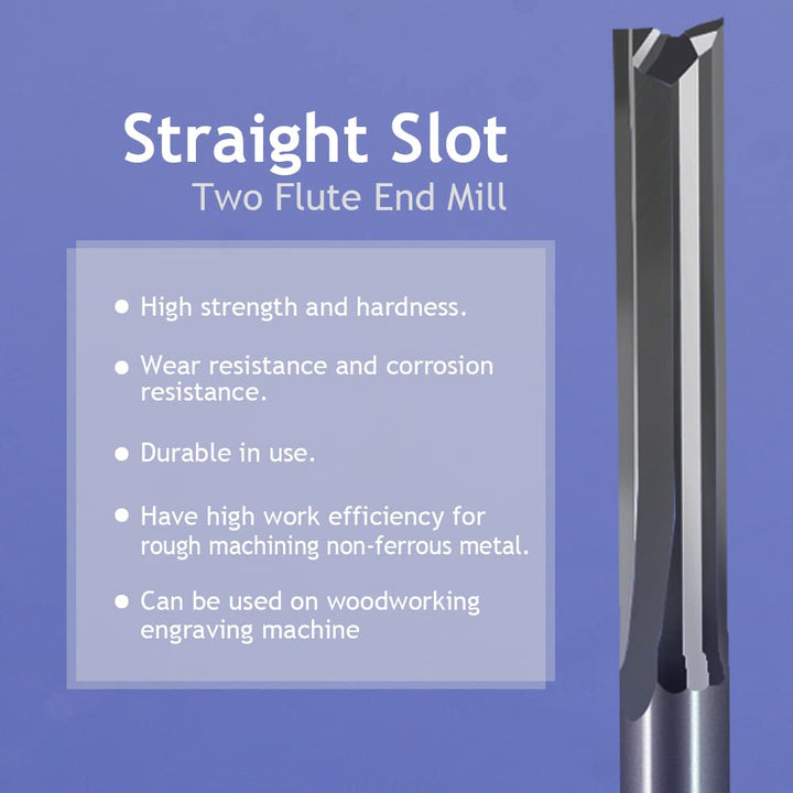 1/8 Inch Straight Router Bits Set (CED 1.0mm 1.5mm 2.0mm 2.5mm 3.175mm ) Milling Cutter 2 Flutes Double Edged CNC Cutting Tungsten Steel for Wood MDF Acrylic Milling