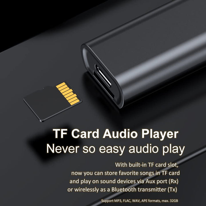 Bluetooth Adapter Car Aux Receiver: Wireless Stereo Audio Transmitter Auxiliary 3.5mm Jack Input with TF Card MP3 Player