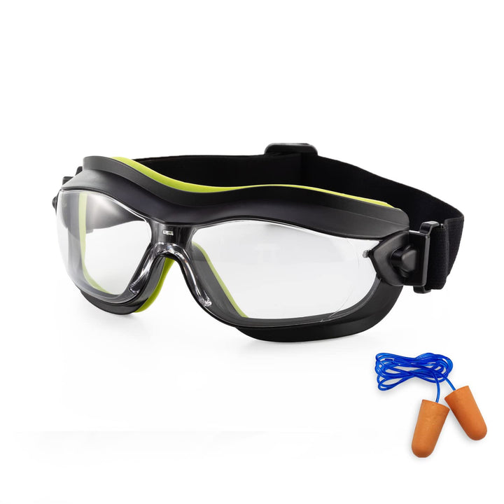 Safety Goggles Anti Fog &amp; Scratch Eye Goggles Safety Protection Lab Goggles Chemistry For Men that Protective Eyewear With Clear Lens,Corded Ear Plugs,Adjustable Strap,Avocado Green Frame