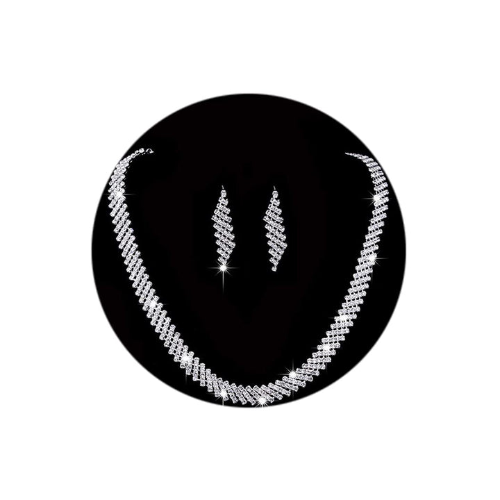 Yikisdy Wedding Bridal Necklace Earrings Set Crystal Si