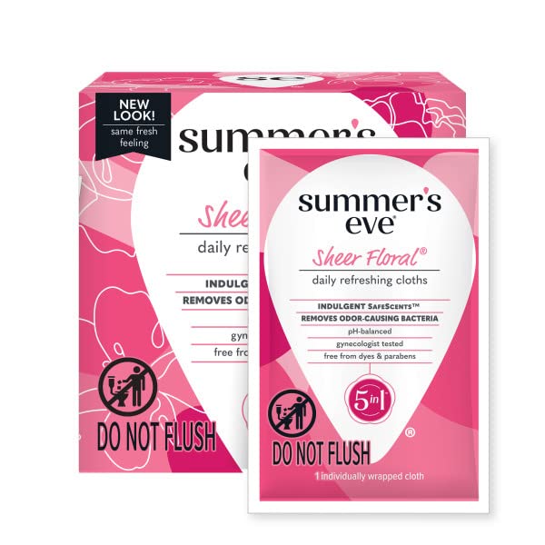 Summer's Eve Feminine Cleansing Cloths For Sensitive Skin Sheer Floral, 16 Count