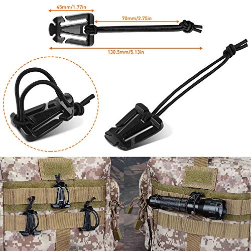 Molle Accessories Kit of 28 Attachments, D-Ring Grimloc Locking Gear Clip for 1“ Webbing Strap Tactical Backpack Web Dominator Elastic Strings Strap