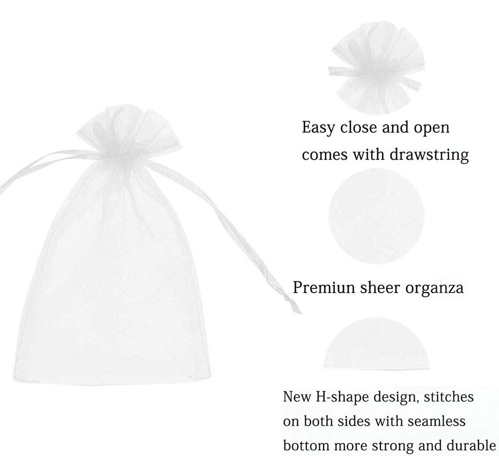 50 Pcs Per Pack 5x7 Gifts Wrap Bags Black, Organza Shee