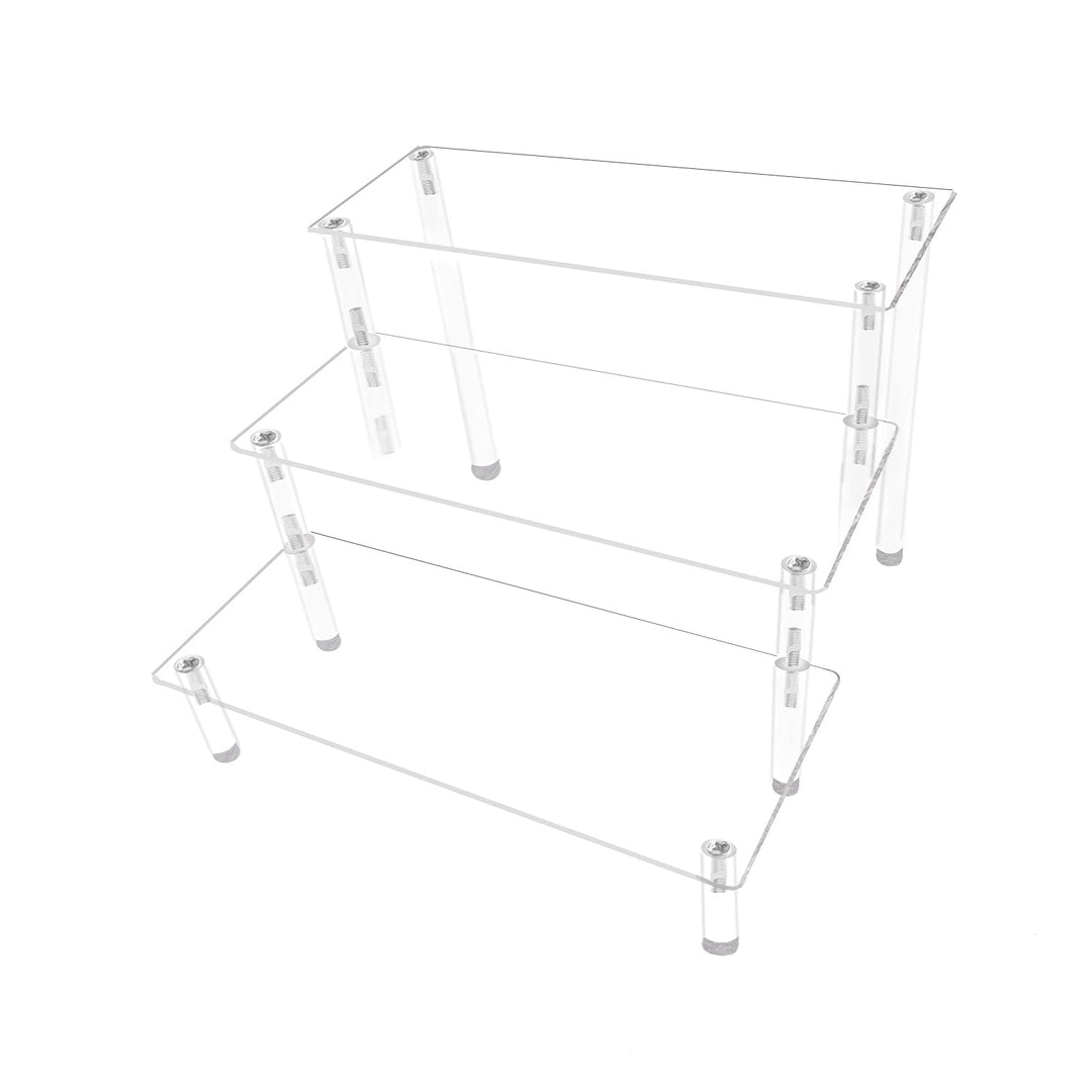 Acrylic Display Risers,Clear Display Risers Stand Small Mini Shelf 3 Tiered Cupcake Stand for Food Desserts Stand Shelves for Party Perfume Organizer Toys Figures Collections Cosmetic Products