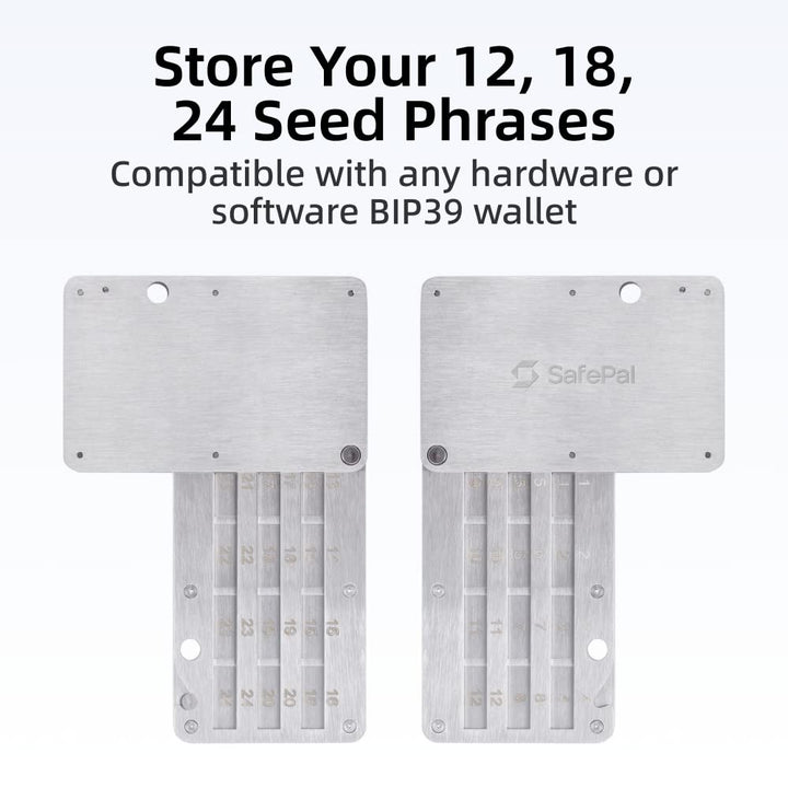 SafePal Cypher - Steel Crypto Seed Backup, Metal Cold Storage, Steel Bitcoin Wallet, Store up to 24 Seed Words, Compatible with BIP39 Crypto Wallets, Ledger, Trezor, KeepKey