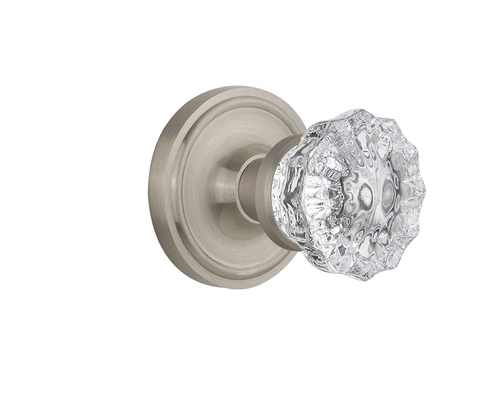Warehouse BN40-CLACRY-SN Classic Rosette with Crystal Knob Privacy, Satin Nickel