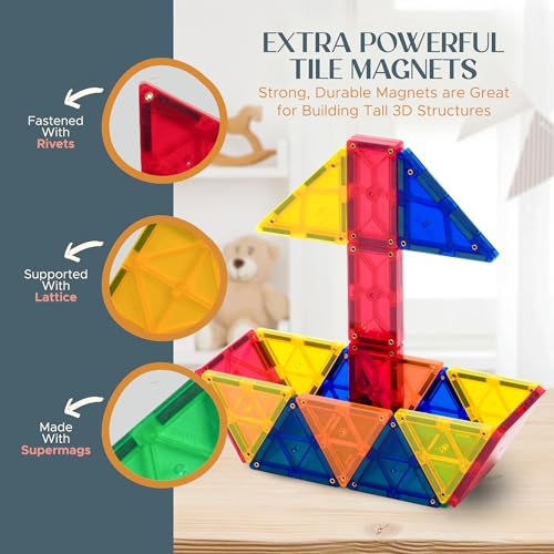 Playmags 100-Piece Magnetic Tiles Building Blocks Set, 