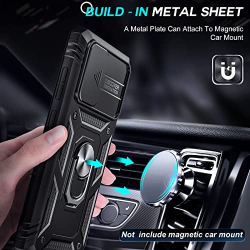 Compatible for Samsung Galaxy S20 FE 5G Case: Galaxy S20 FE Case with Slide Camera Cover + [2 Packs] Tempered Glass Screen Protector, Military-Grade Phone Case with Kickstand, Black [NOT FIT S20]