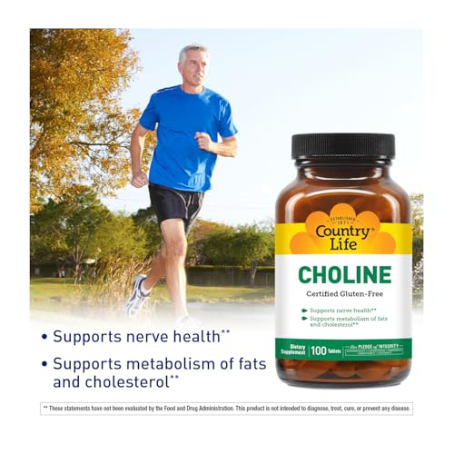Country Life Choline 266mg, Certified Gluten Free, Cert