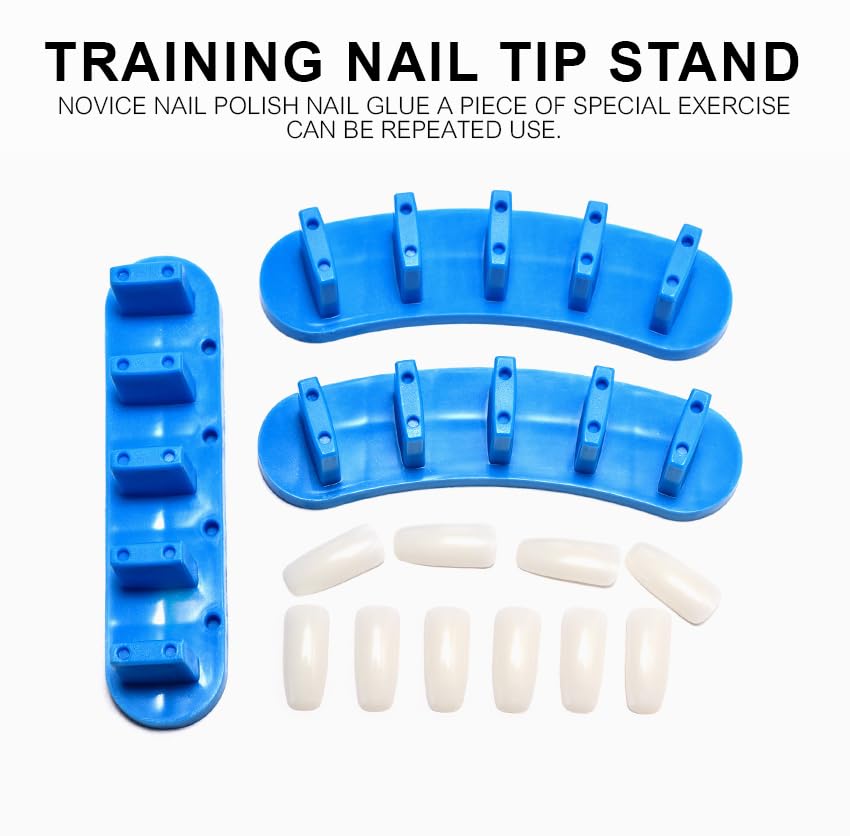 Purple: 3Pcs False Nail Art Tips Practice Display Stand Tool for Gel Nail Polish DIY Nail Training Tools (Purple)