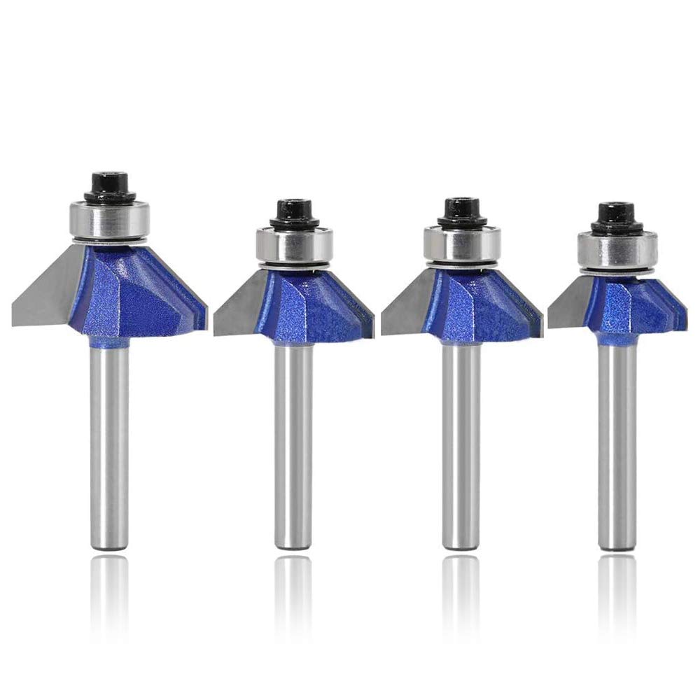 4 Pieces 90 Degree V Groove Router Bit Set, Industrial Grade 1/4-Inch Shank V-slot Grooving Bits CNC Engraving Woodworking Milling Cutter Tool