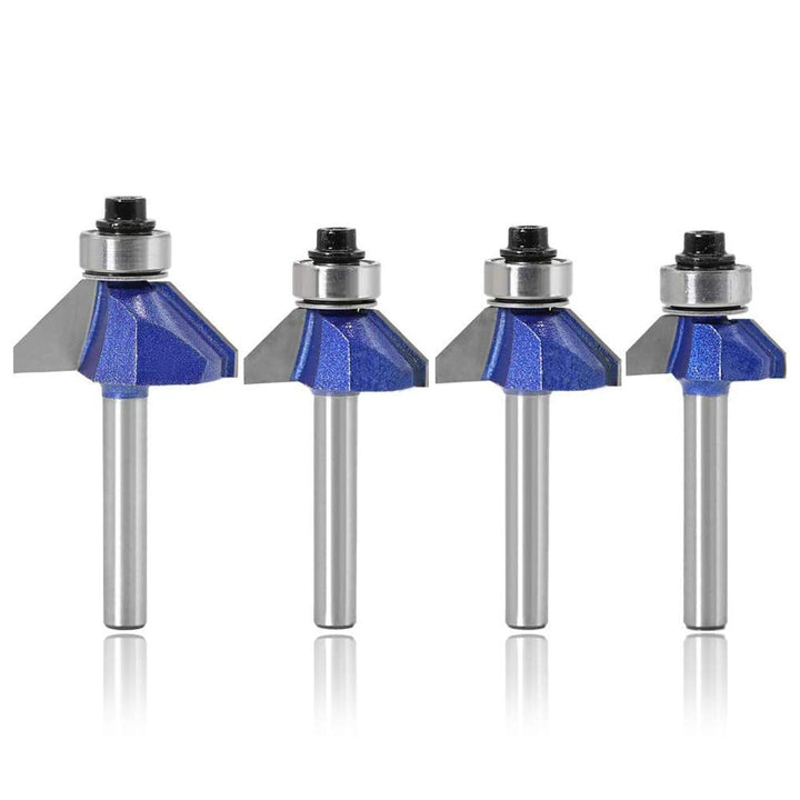 4 Pieces 90 Degree V Groove Router Bit Set, Industrial Grade 1/4-Inch Shank V-slot Grooving Bits CNC Engraving Woodworking Milling Cutter Tool
