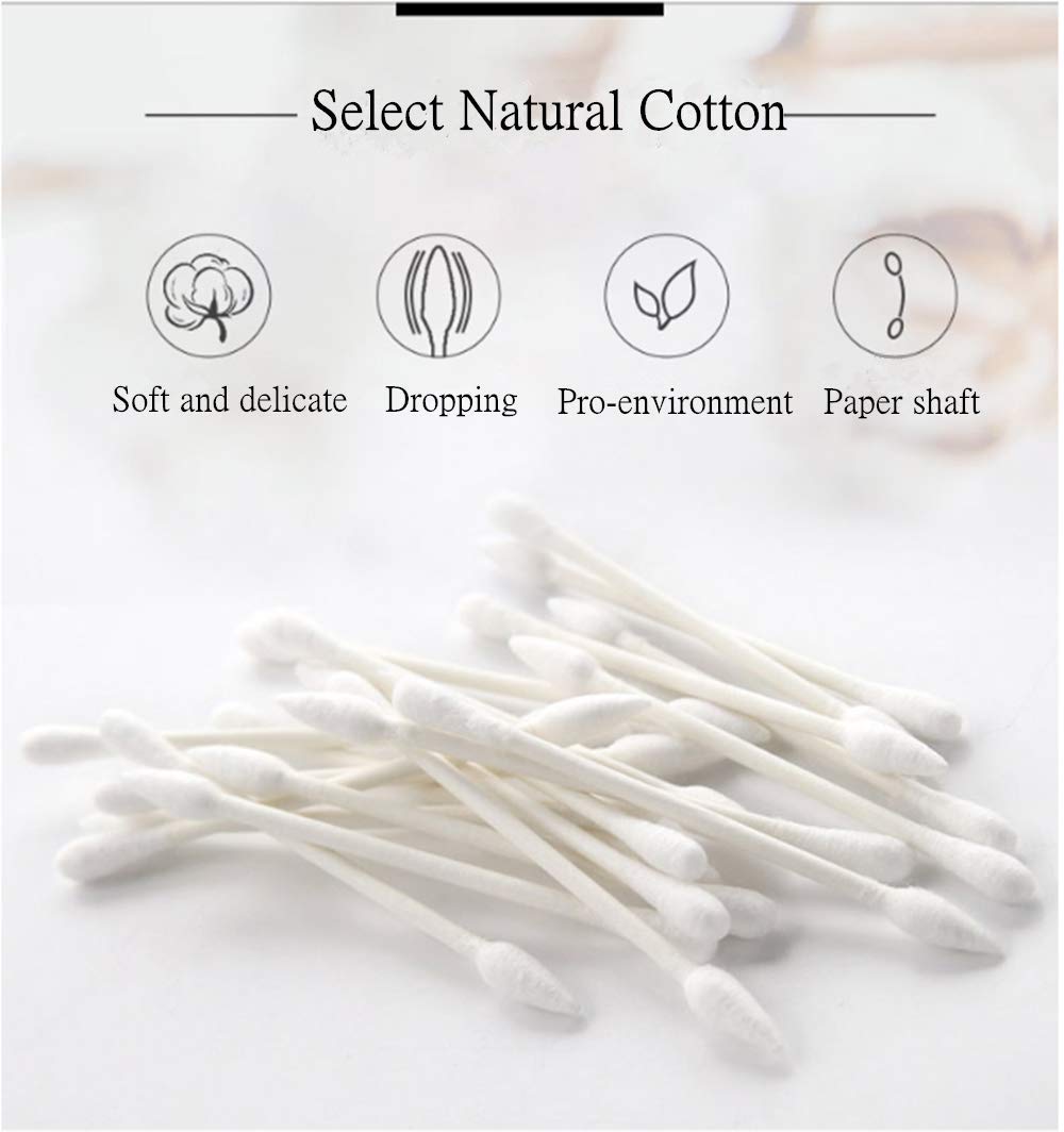 Pointed Tip Cotton Swabs 800 Pieces, Double Precision Tips with Paper Stick,Cotton Buds for Makeup Nails,4 Packs of 200 Pieces (Double Pointed)