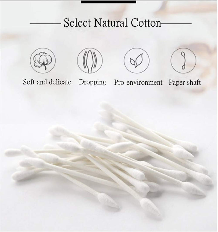 Pointed Tip Cotton Swabs 800 Pieces, Double Precision Tips with Paper Stick,Cotton Buds for Makeup Nails,4 Packs of 200 Pieces (Double Pointed)