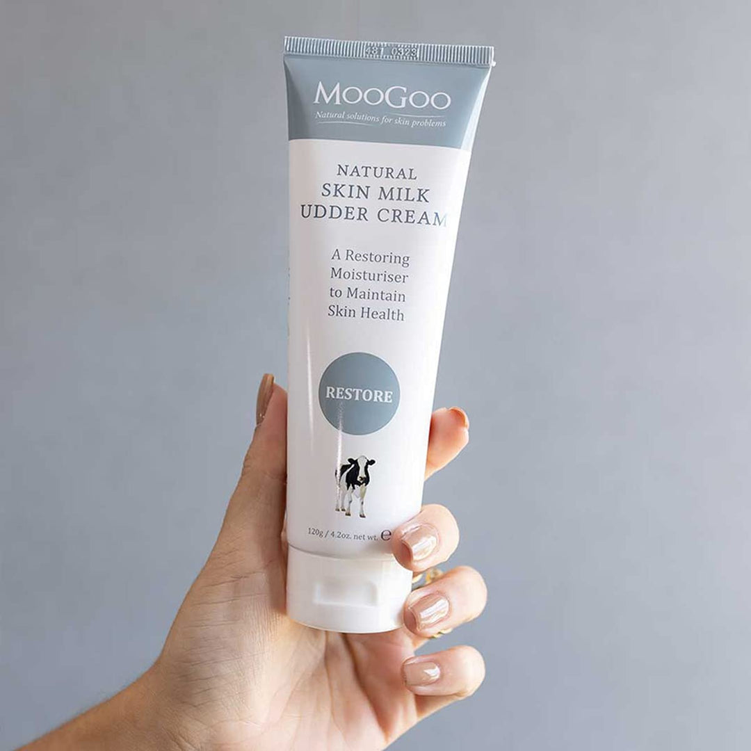Natural Skin Milk Udder Cream - Lightweight Face &amp; Body Moisturizer for Sensitive, Irritated, Dry or Itchy Skin, For All Ages Including Children, 120g/4.2oz