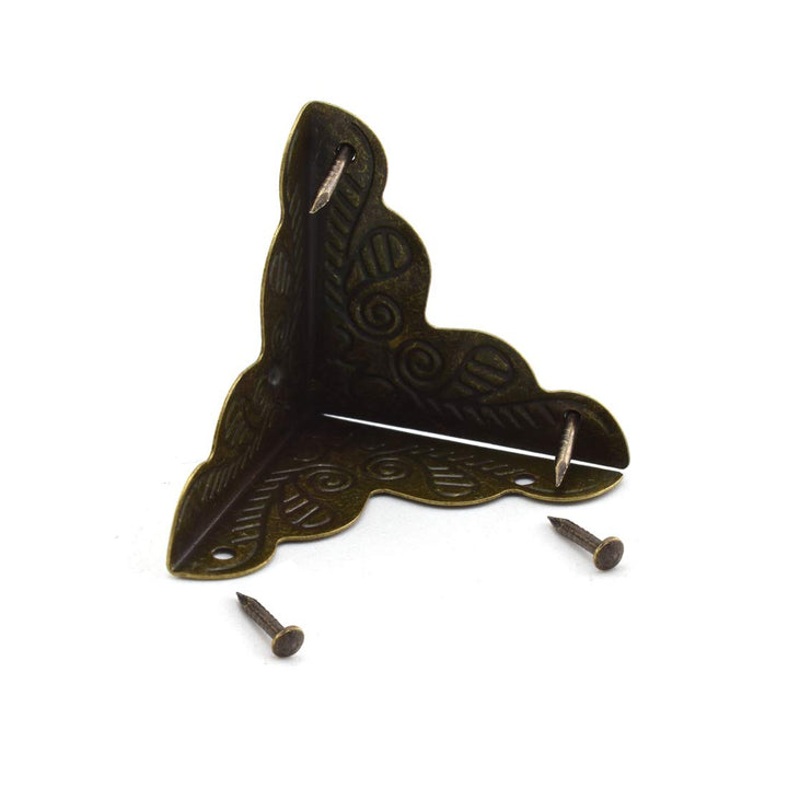 12 Pack Furniture Corner Protector 1 x 1 Antique Bronze Triangle Edge Decorative Metal Corner Guard for Storage Box Jewelry Case Cabinet Coffee Table Wooden Chest etc.