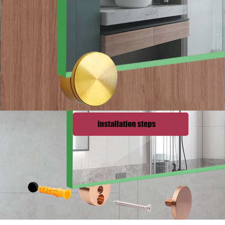 XXHong 4Pcs Bright Brass Mirror Clip, Mirror Clips for Dresser Bathroom Round Shape Wall-Mounted Mirrors Bracket Walls Fixed Fitting 5-11mm Thick Mirror Glass Hanging Clips