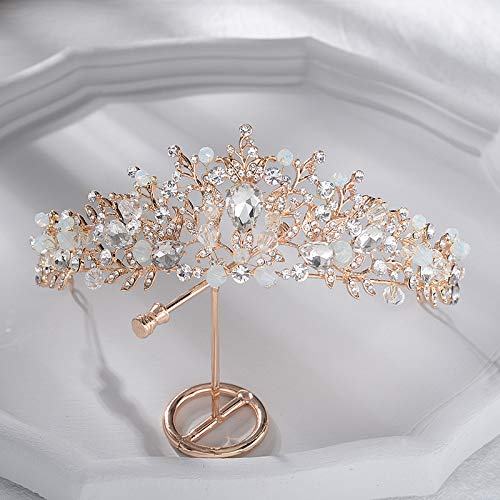 Baroque Beads Handmade Crystal Bridal Crown Tiaras Gold Diadem Tiaras for Women Bride Wedding Hair Accessories